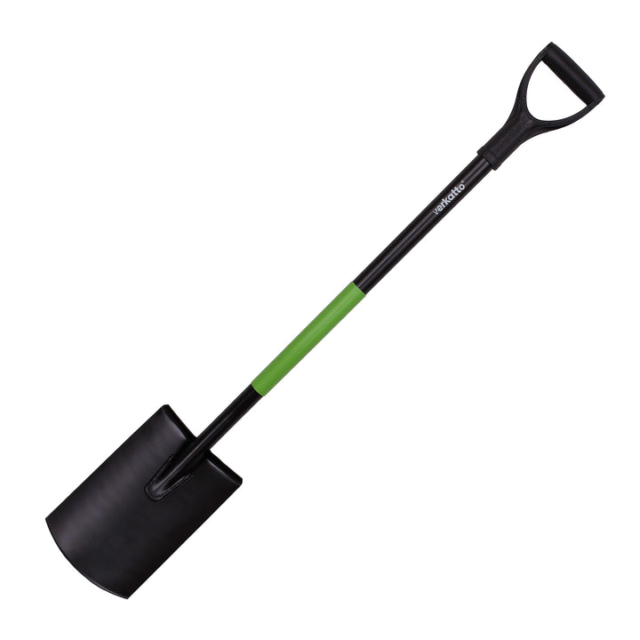 Mivos Runder Gärtnerspaten aus Gehärtetem Stahl - 110 cm - Gartenspaten mit Breite Trittkante - Grab