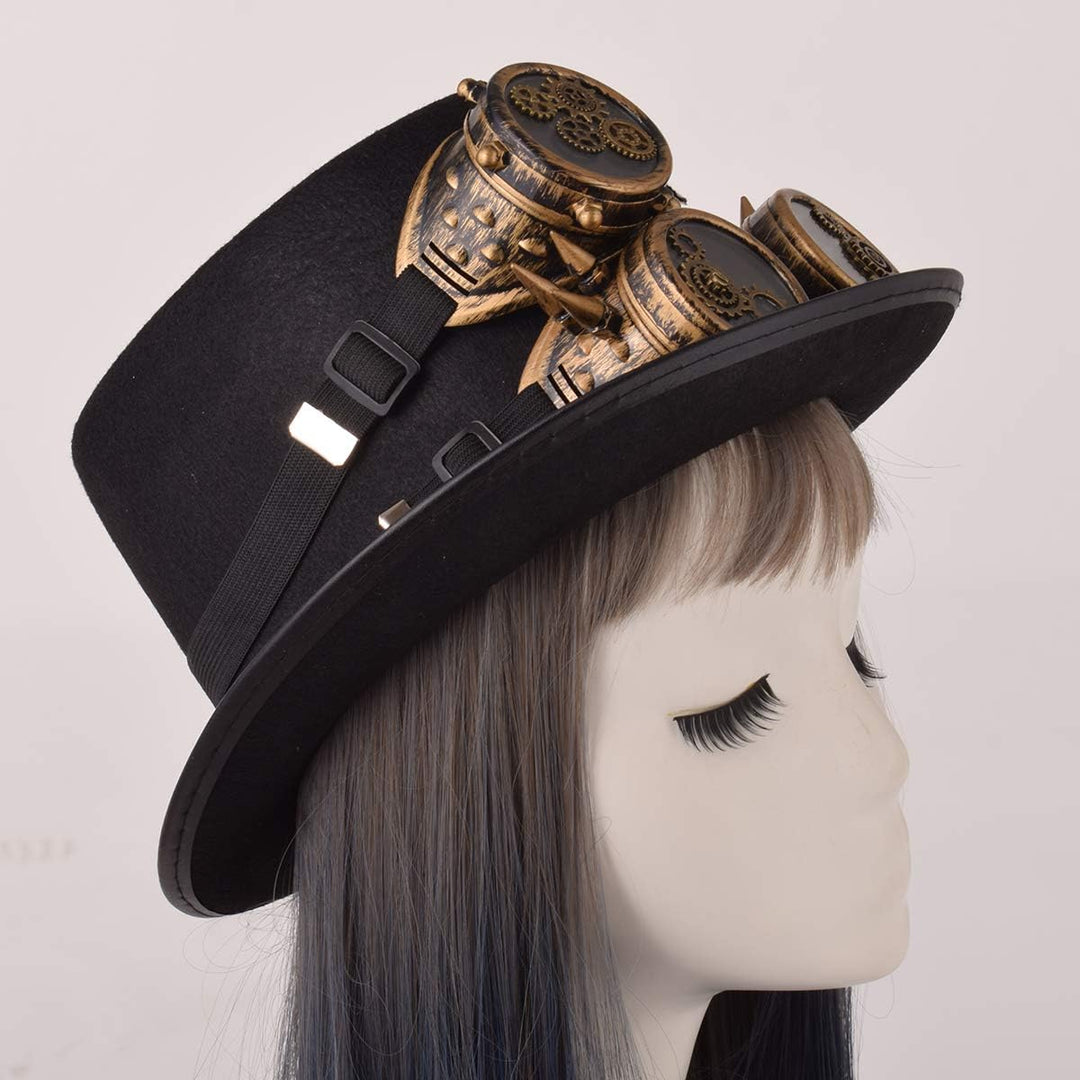 COSDREAMER Steampunk-Hut für Herren und Damen, Gothic-Stil, Steampunk-Brille Gr. Medium, Schwarz 11