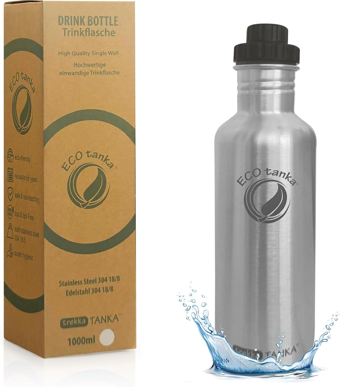 1,0 Liter trekkaTANKA™ Edelstahl Trinkflasche von ECOtanka mit Reduzier-Verschluss, Nachhaltige Trin