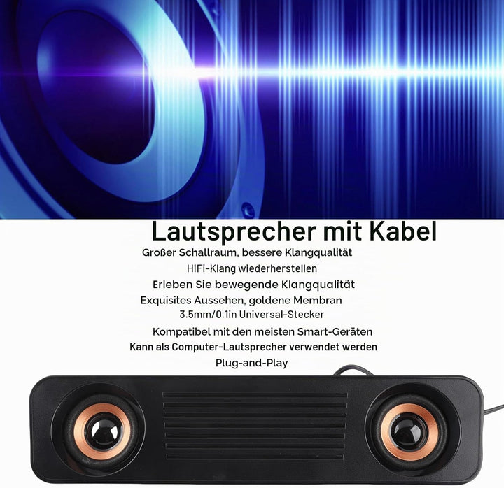 KIMISS Kabelgebundene Soundbar Soundbar mit Subwoofer, ABS, Kabelgebundener Lautsprecher, HiFi-Stere