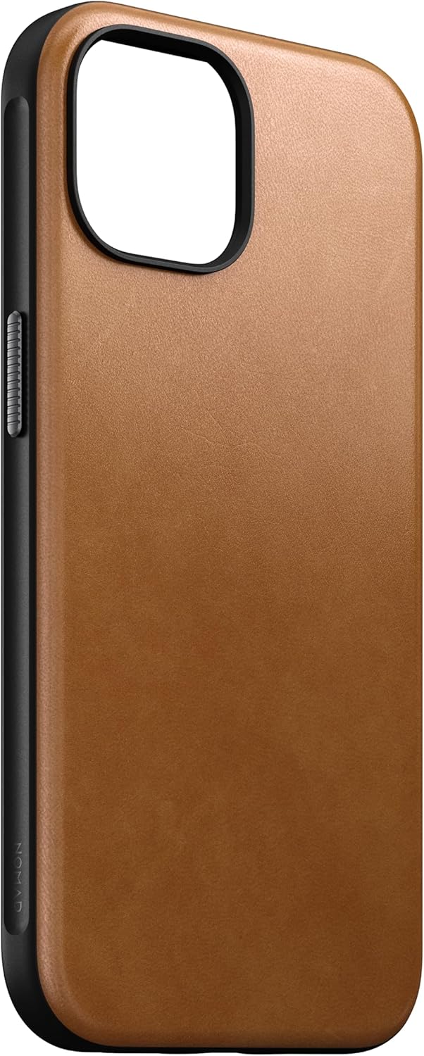 NOMAD Modern Leather Case | für iPhone 15 | Schutzhülle aus Polycarbonat und hochwertigem Echtleder
