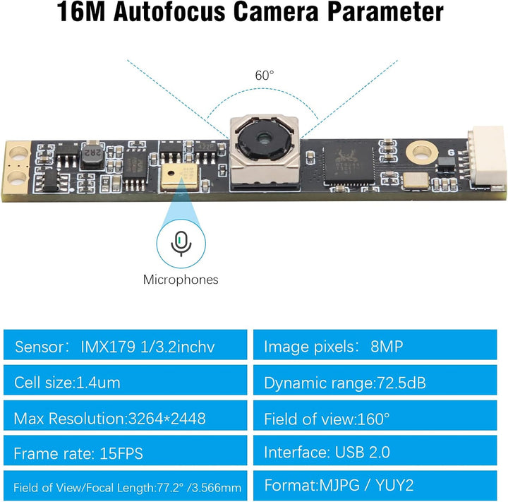 USB Kamera modul Autofokus mit Mikrofon Binghe 8MP Autofokus Kamera 60° Autofoku Kameramodul mit 1m