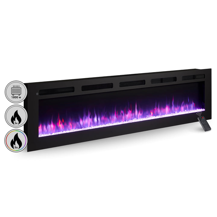 BALDERIA Leif 70" Elektrokamin - Elektrischer Stand-, Wand- oder Einbaukamin mit Heizung 1000/2000 W