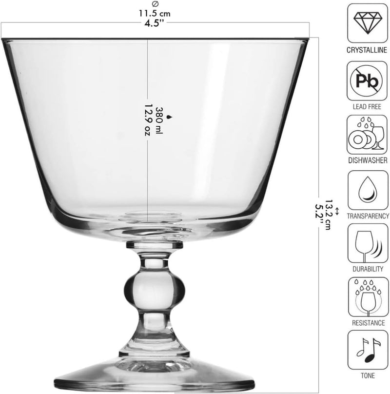 Krosno Eisbecher Eisschale Eisgläser Eiskaffe | Fruchtgeleeschale | Set von 6 | 380 ML | Krista Koll