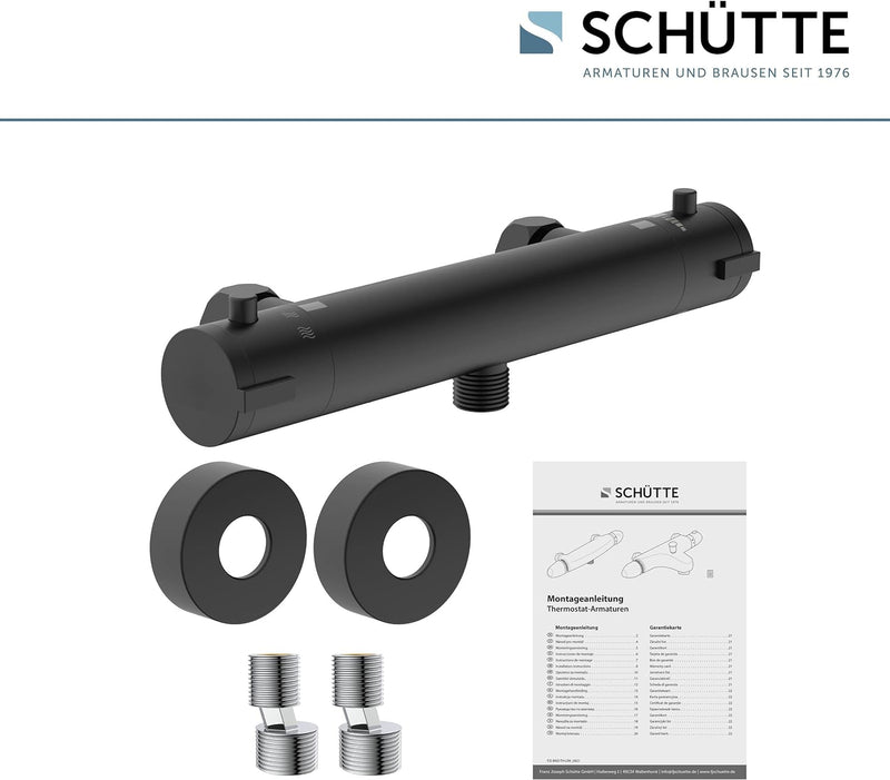 SCHÜTTE 52466 LONDON Thermostat Duscharmatur mit Verbrühschutz bei 38℃, Brausethermostat/Mischbatter