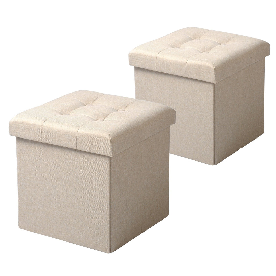 WOLTU 2er Set Sitzhocker mit Stauraum Sitzwürfel Sitzbank Faltbar Truhen Aufbewahrungsbox, Deckel Ab