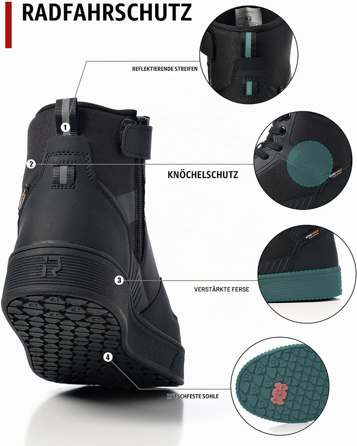RIDEIRON Motorradschuhe Herren CE-konform Rutschfeste Schwarz 39 EU, Schwarz 39 EU