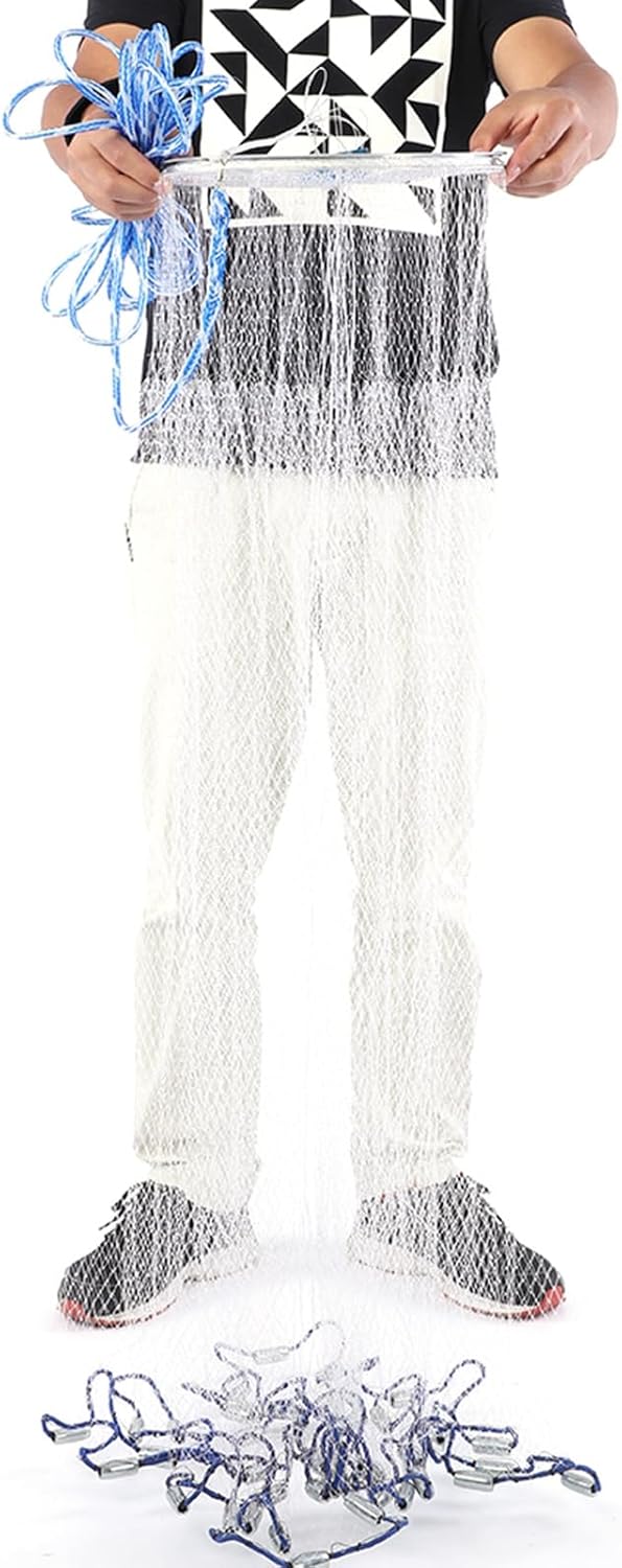 Wakects Fischernetz, handwerfen, Monofilament, tragbar, leicht, Kescher 2,4 m, 2,4 m