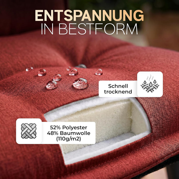 Hochlehner Auflagen, Made in EU, 2er Set, Rot 2-Stück Rot, 2-Stück Rot