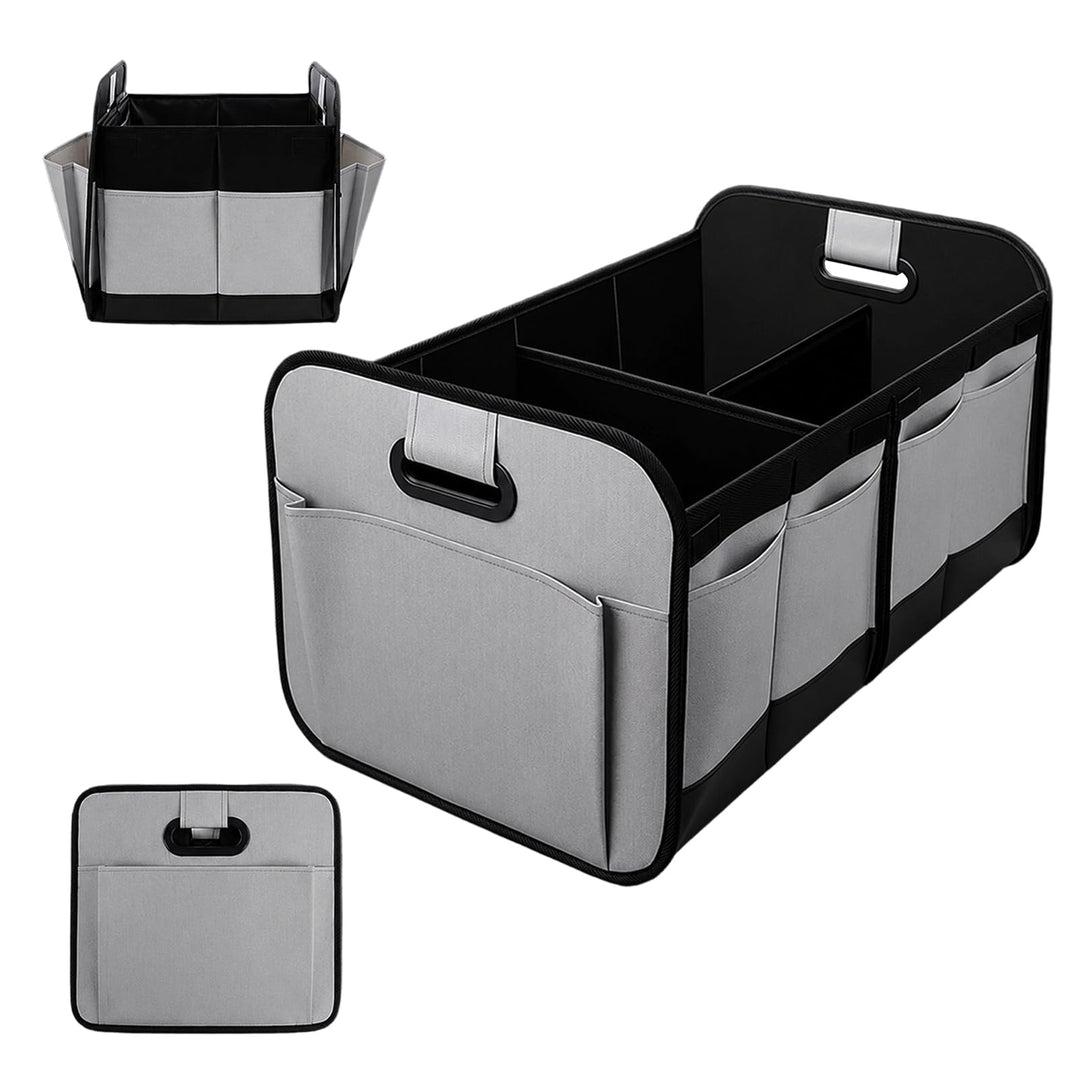 Faltbar Auto Kofferraum Organizer 56×40cm, Large Auto Kofferraumtasche Grau, Grau