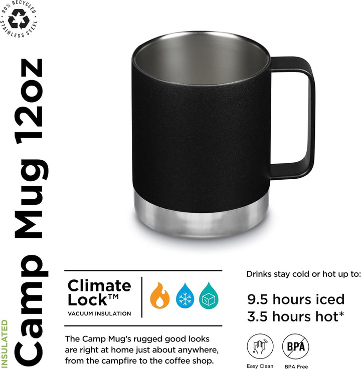 Klean Kanteen Isolierter Campingbecher, 340 ml, Schwarz