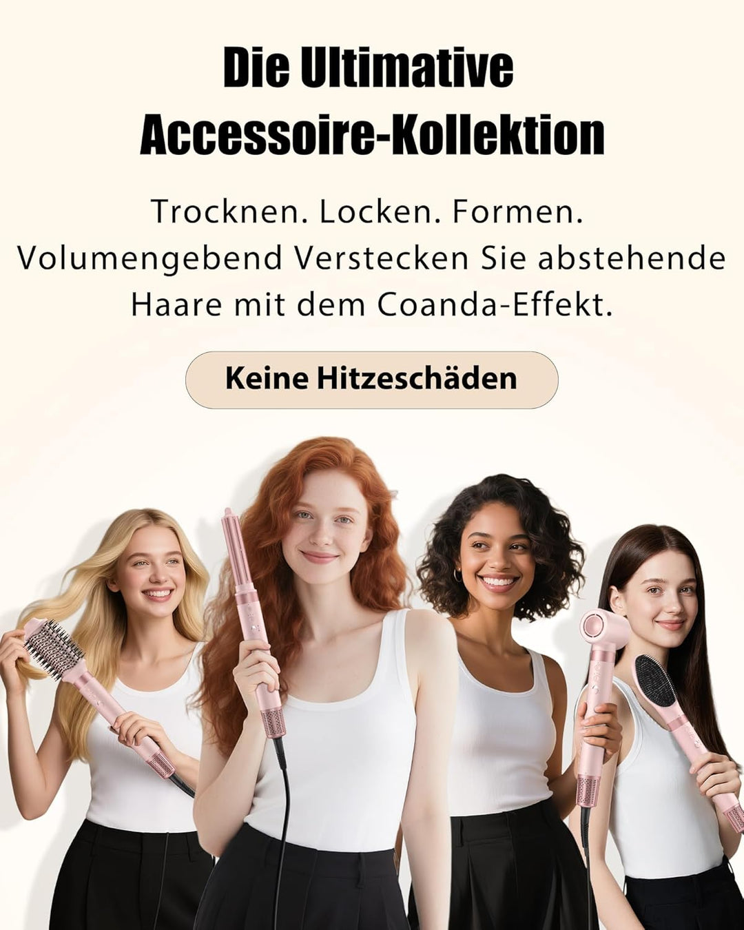 MESCOMB 5 in 1 Hairstyler und Ionen Haartrockner, mit Auto-Lockenaufsatz, Keine Hitzeschäden, Schnel