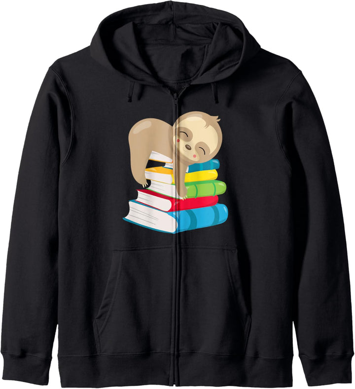 Auf Büchern schlafende Faultierbabys niedlicher Bücherwurm Kapuzenjacke