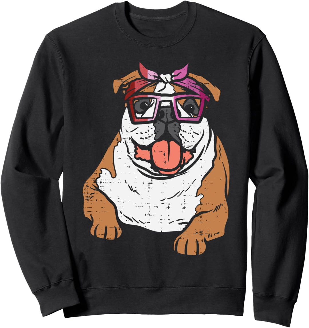 English Bulldog Bandana LGBT Lesbian Flag Gay Pride Women Sweatshirt