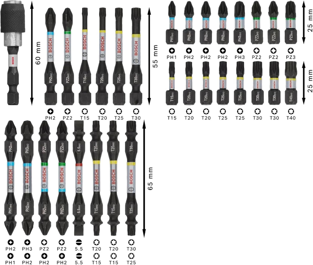 Bosch Professional 31 tlg. Schrauberbit Set (Impact Control, Pick and Click, Zubehör Schlagschrauber