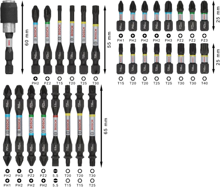 Bosch Professional 31 tlg. Schrauberbit Set (Impact Control, Pick and Click, Zubehör Schlagschrauber