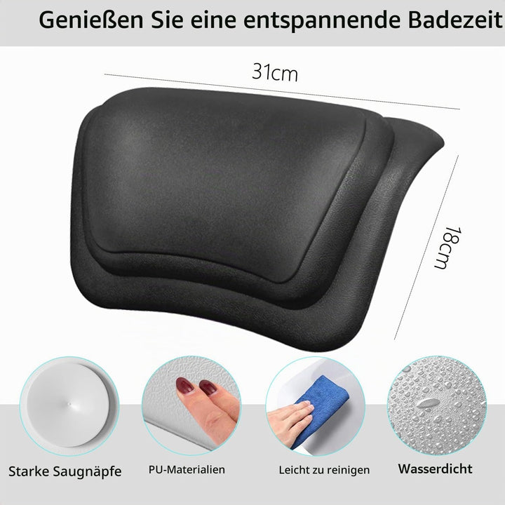 Badewannenkissen Wasserdicht mit Saugnäpfen, Ergonomisches Badekissen für Badewanne, Kopf- Nacken- u