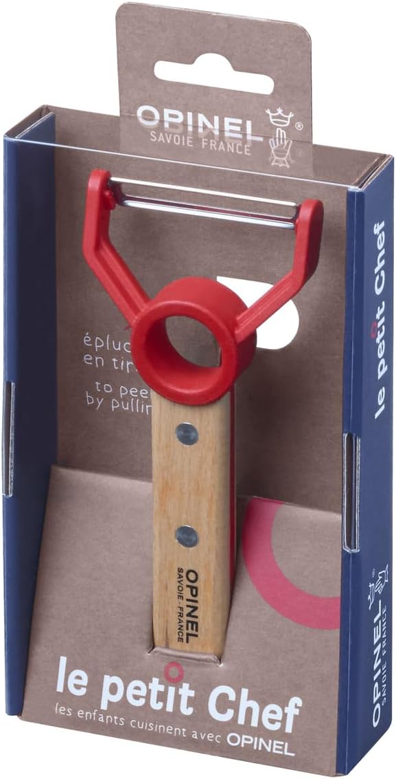 Opinel Le Petit Chef, Kinder Sparschäler, Rostfrei, Edelstahl, Buchenholz, Rot, M