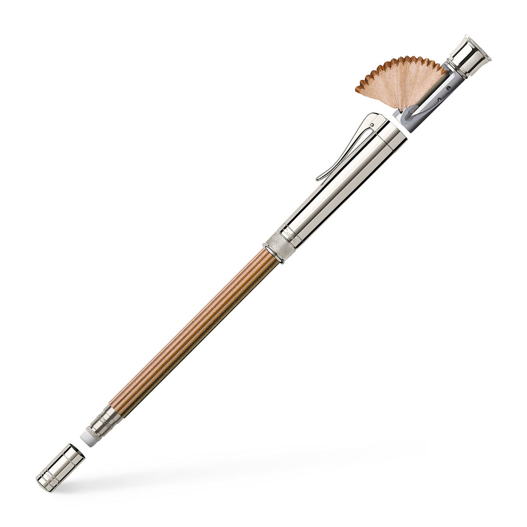 Graf von Faber-Castell 118567 - Perfekter Bleistift mit Verlängerer, Spitzer und Radiergummi, platin