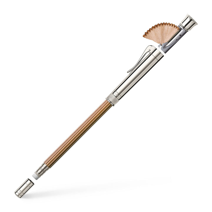 Graf von Faber-Castell 118567 - Perfekter Bleistift mit Verlängerer, Spitzer und Radiergummi, platin