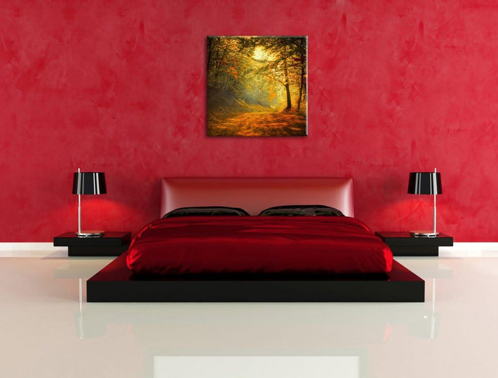 Pixxprint Wald, Format: 70x70 auf Leinwand, XXL riesige Bilder fertig gerahmt mit Keilrahmen, Kunstd