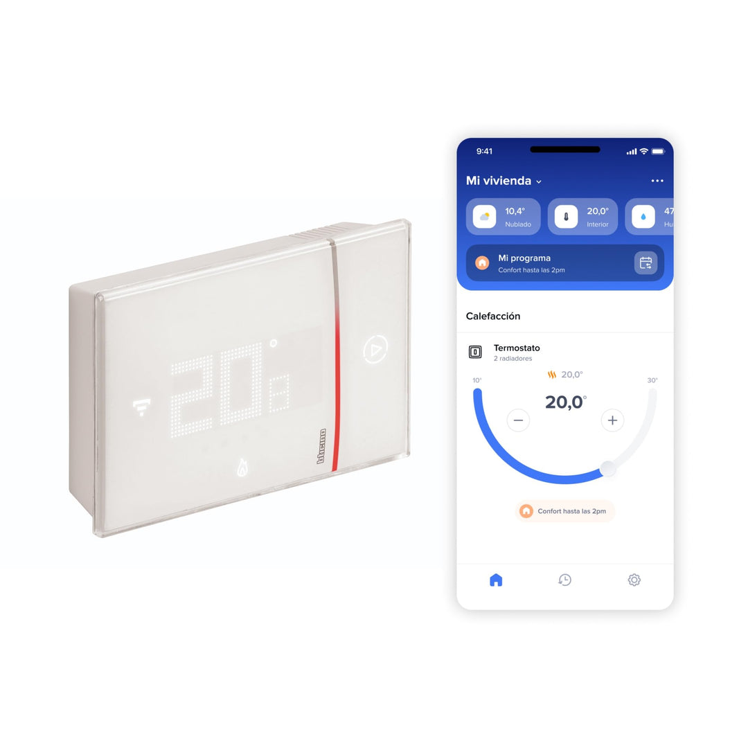 Bticino XW8002WE, WiFi angeschlossener Thermostat, New Smarther2 mit Netatmo, Weiss, Temperaturregel