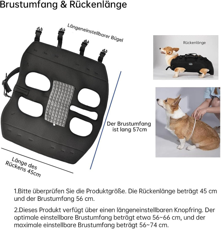 Wakytu Hundefördergurt Sling Lift ideal für Haustiersupport Rehabilitation mit verstellbarem Polster