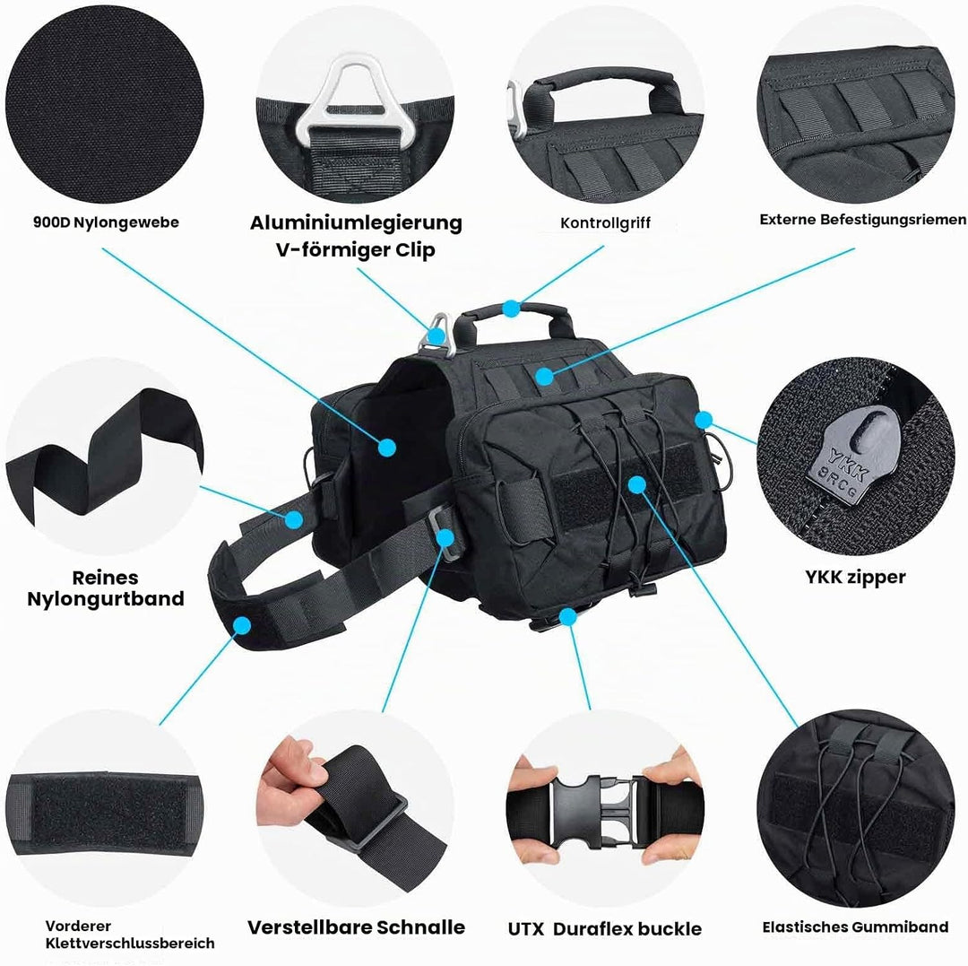 EXCELLENT ELITE SPANKER Dog Pack Hound Hundesatteltasche Rucksack für Reisen Camping Wandern mittler