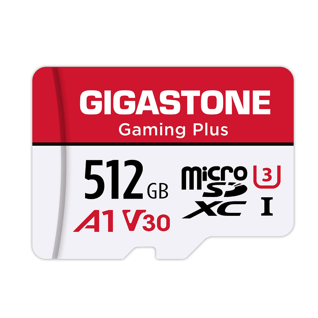 Gigastone Gaming Plus Micro SD Karte 512GB + SD Adapter, Kompatibel mit Switch, SD Karte Lesegeschwi