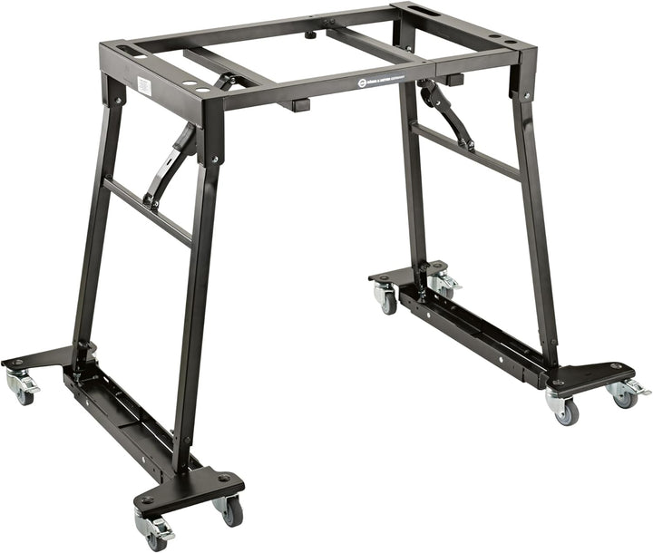 K&M 18806 Rollschlitten für Keyboardständer - Schwarz aus Stahl - Mobilität für Instrument - flexibe