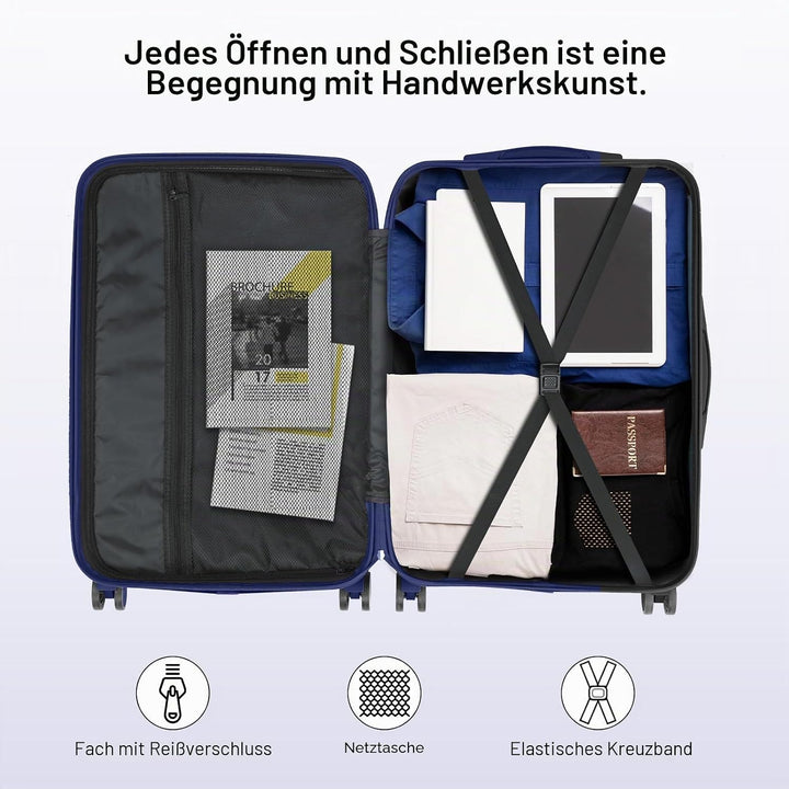 LALAHO Kofferset 3 teilig, Reisekoffer Set, Hartschalen Koffer Set aus ABS, Gepäckset mit Teleskopgr
