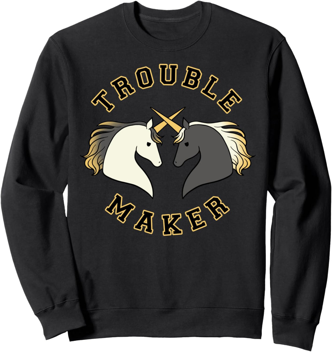 Trendy Dueling Unicorns Trouble Maker Sweatshirt