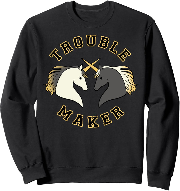 Trendy Dueling Unicorns Trouble Maker Sweatshirt