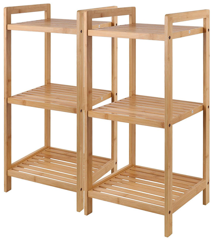 Rosenstein & Söhne Regale: 2er-Set Bambus-Standregal mit 3 Ablagen, 30 x 30 x 70 cm, Bambus (Bad Reg