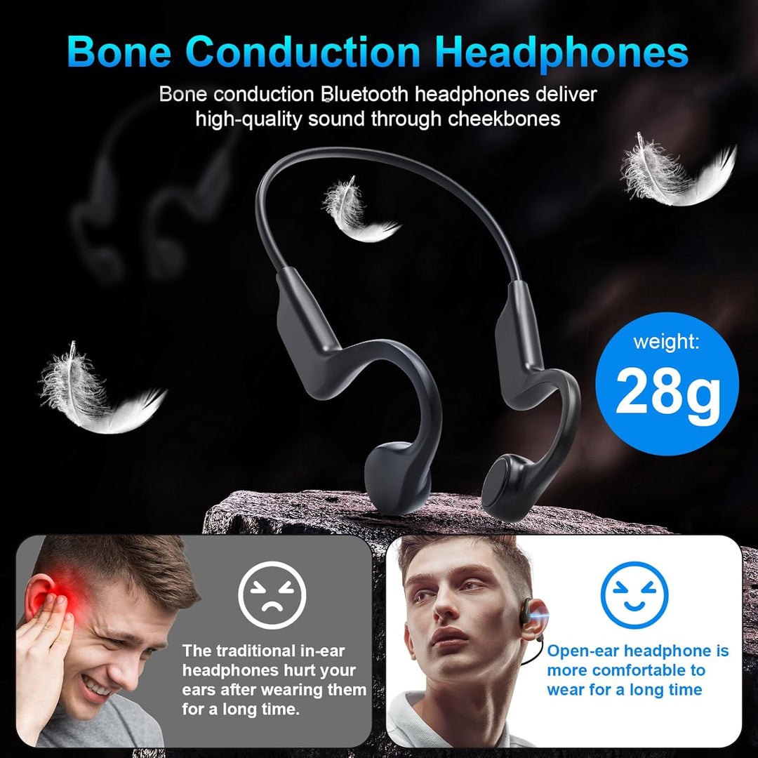 Knochenschall Kopfhörer Kopfhörer Kabellos Bluetooth 5.3 IP55 Wasserdicht 180mAh Akku Memory-Titan-L