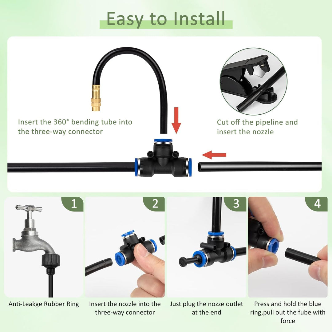 15M Quick-Connect Drip Irrigation System Kit,360° Curved Bewässerungssystem Garten,Automatische Bewä