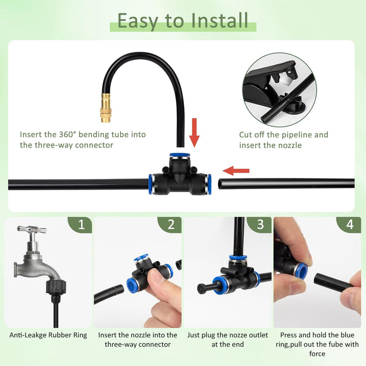 15M Quick-Connect Drip Irrigation System Kit,360° Curved Bewässerungssystem Garten,Automatische Bewä