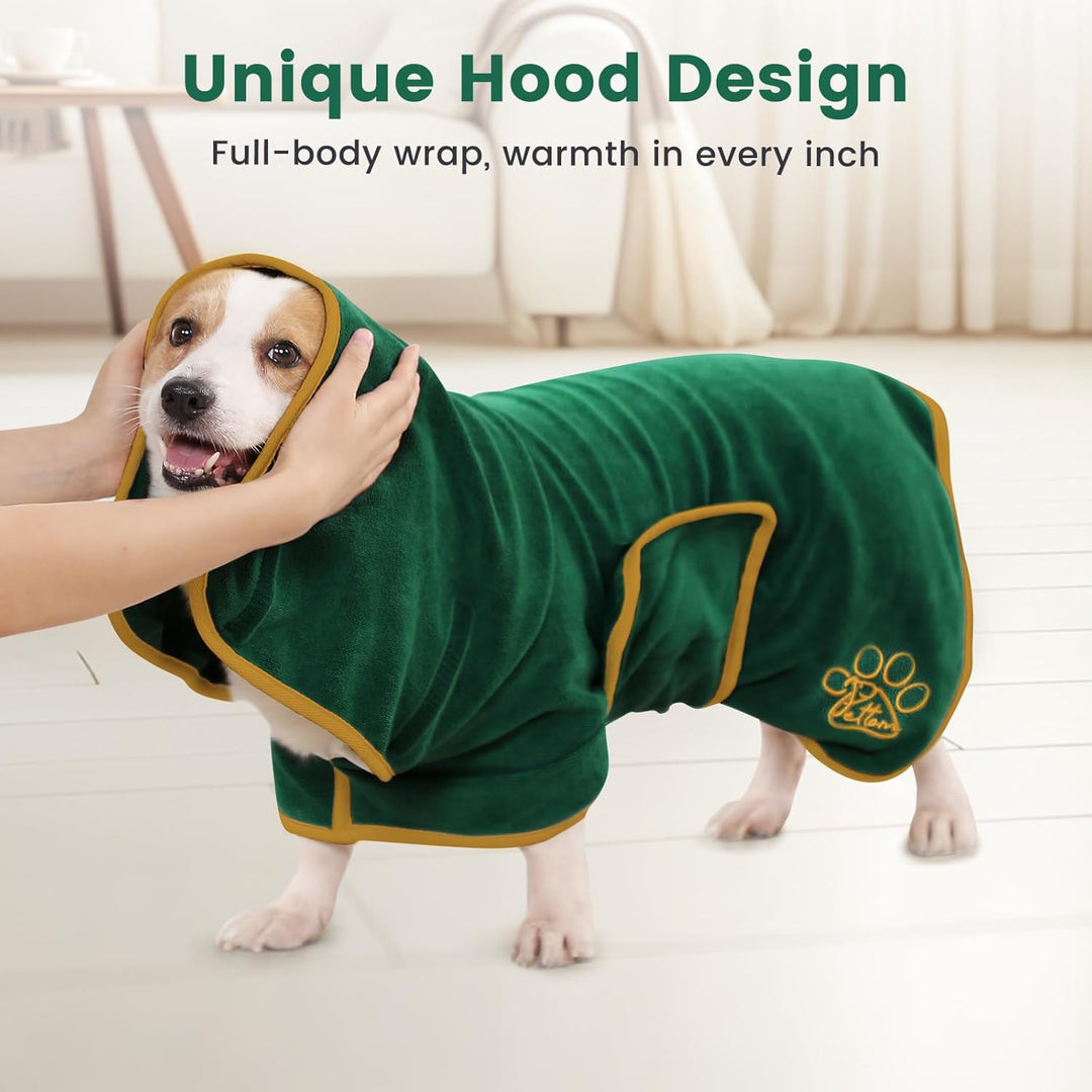 PETTOM Hundebademantel, Bademantel Hund mit Hohem Kragen, Hundebademantel für Grosse Hunde, Hunde Ba