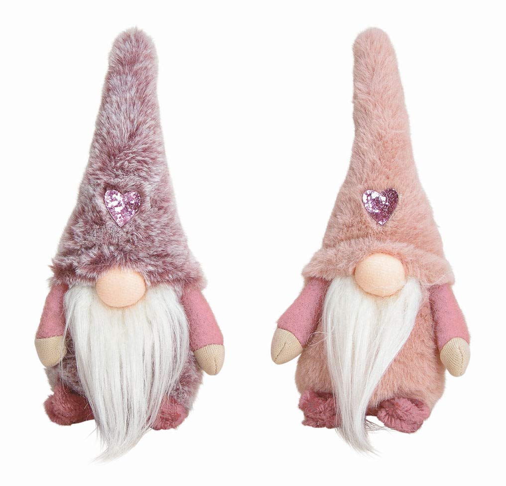 Spetebo Wichtel im 2er Set - Wichtel mit Herz in pink/rosa - Weihnachtsdeko Tischdeko Fensterdeko zu