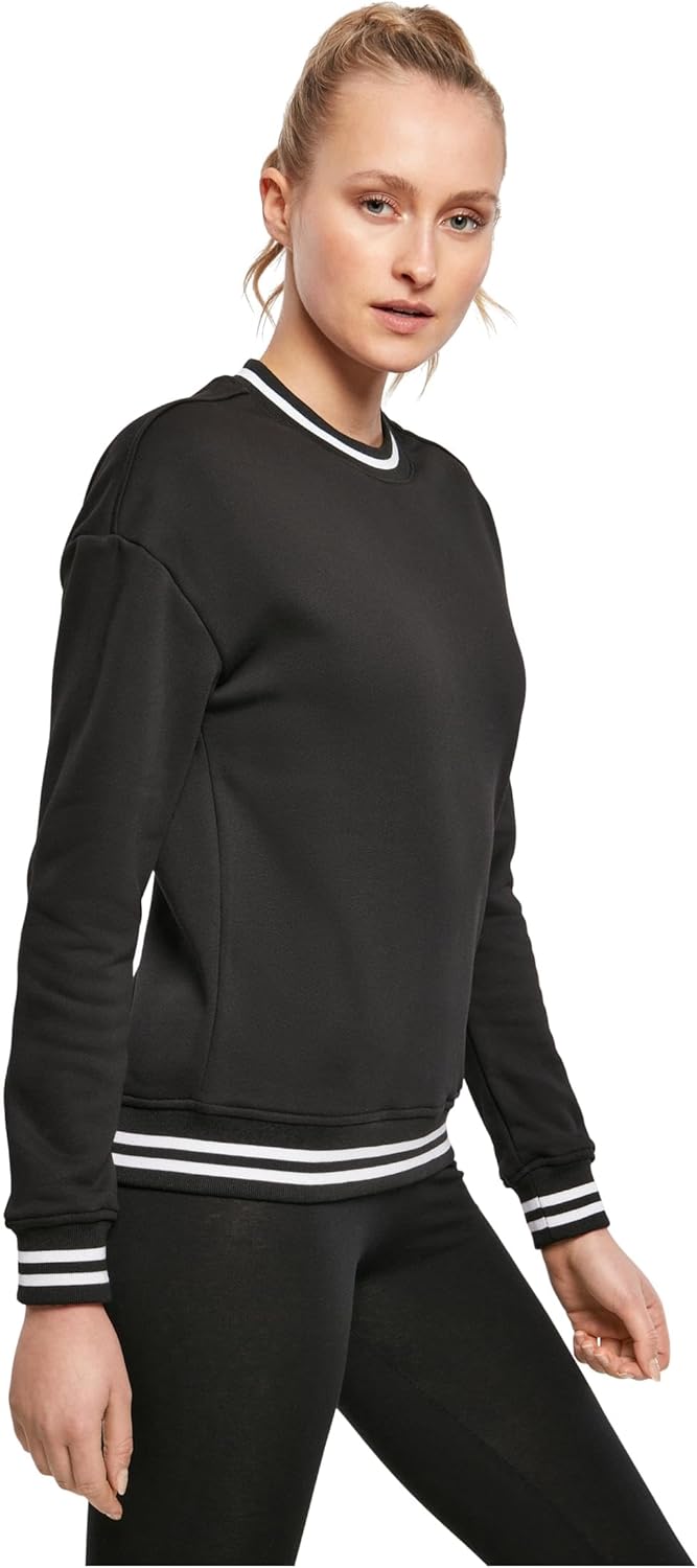 Build Your Brand Damen Pullover Sweater, Black/White