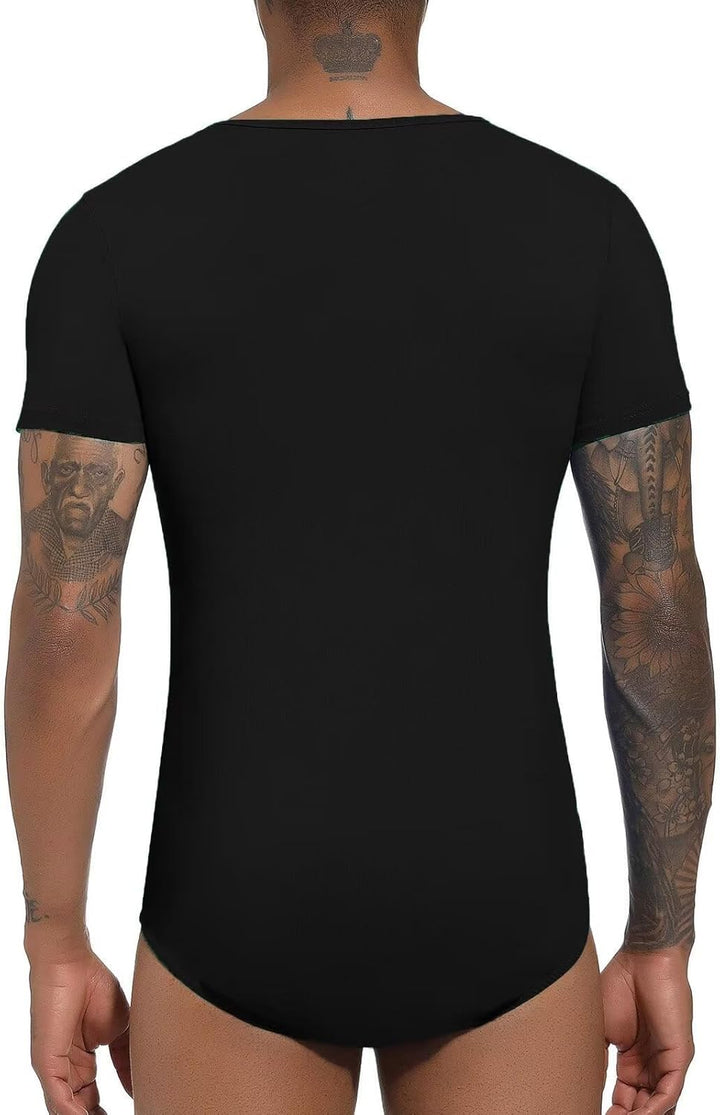 Landofgenie Männer Kurzarm Strampler Pyjama Bodysuit One Piece Strampler S Schwarz, S Schwarz