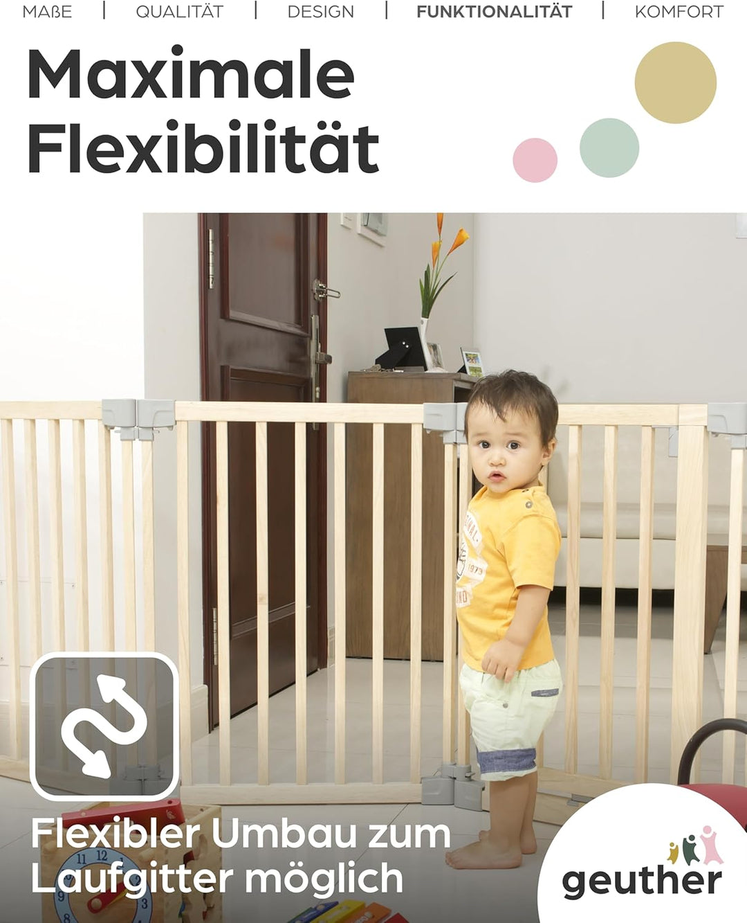 Yoko Verlängerung für Kinderschutzgitter Holz 40-160 cm I Erweiterung Kaminschutzgitter flexibel ohn