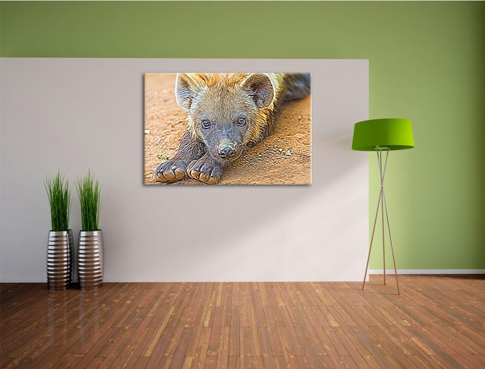 niedliche Hyäne Deluxe Format: 100x70 cm auf Leinwand, XXL riesige Bilder fertig gerahmt mit Keilrah