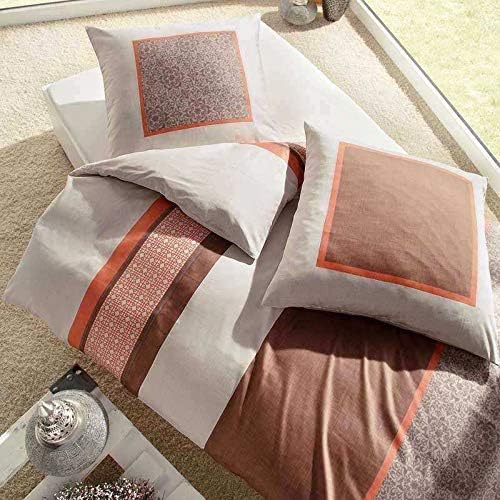 Kaeppel Mako Satin Bettwäsche Destination Braun 135 x 200 cm + 80 x 80 cm 135x200 cm + 80x80 cm, 135