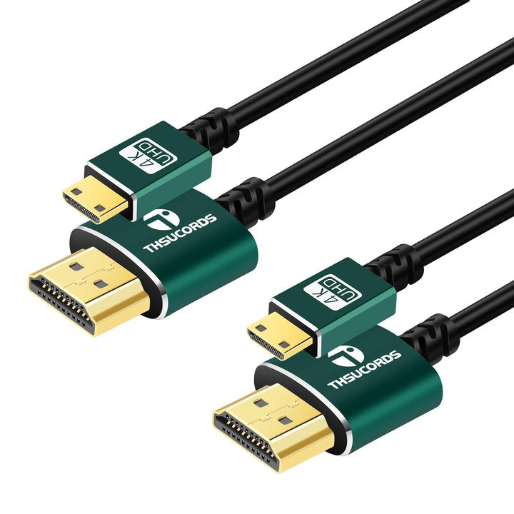 Thsucords Hyper Slim Mini HDMI zu HDMI Kabel 2M 2 Stück, Ultradünnes und Flexibles HDMI Mini Kabel U