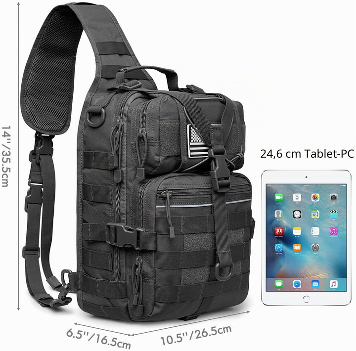 G4Free Tactical Sling Rucksack Gross Militär Schultertasche Umhängetasche für Outdoor Sport Camping
