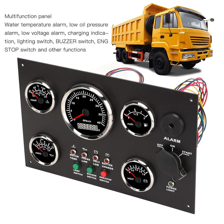 Aramox Marine-Instrumententafel, Boots-Instrumententafel Tachometer Kraftstoffstand Wassertemperatur