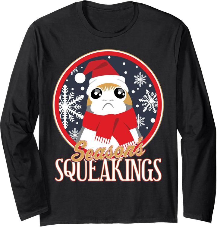 Star Wars The Last Jedi Porg Merry Squeakings Holiday Text Langarmshirt