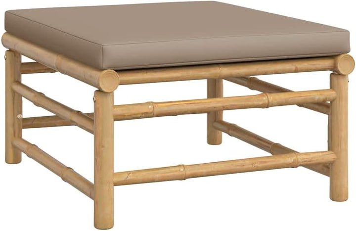 vidaXL Gartenhocker mit Taupe Kissen Bambus Fusshocker Taupe, Fusshocker Taupe