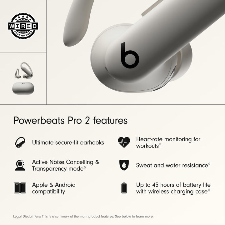 Beats Powerbeats Pro 2 Kabellose In-Ear Kopfhörer mit Bluetooth– aktive Geräuschunterdrückung, Herzf